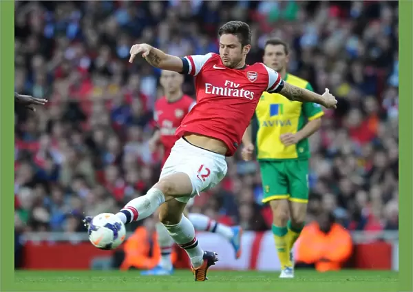 Olivier Giroud (Arsenal). Arsenal 4: 1 Norwich City. Barclays Premier League. Emirates Stadium