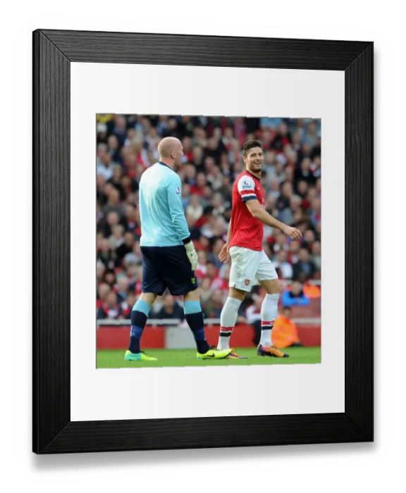 Framed Print : Arsenal's Giroud Engages Norwich's Ruddy During Premier League Clash Framed Print : Arsenal's Giroud Engages Norwich's Ruddy During Premier League Clash