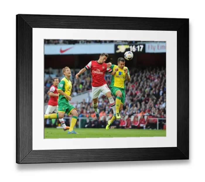 Framed Print : Mesut Ozil Scores Second Goal Against Norwich City, 2013-14 Premier League