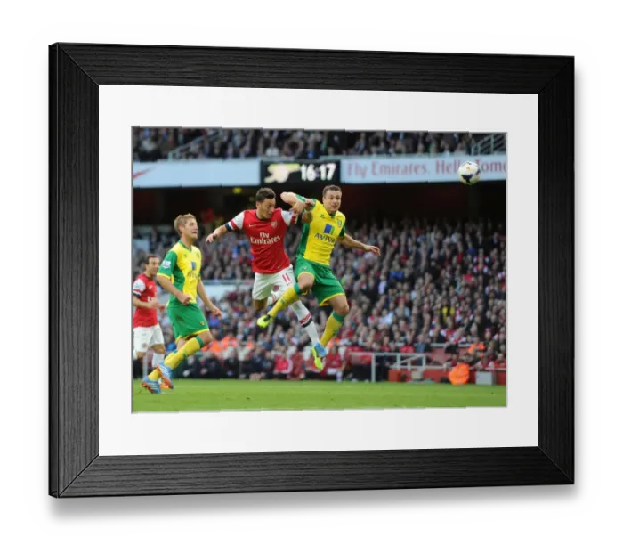 Framed Print : Mesut Ozil Scores His Second Goal Against Norwich City, 2013-14 Premier League