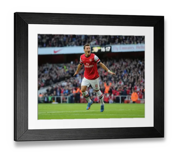 Framed Print : Mesut Ozil Scores Arsenal's Second Goal Against Norwich City (2013-14 Season) Framed Print : Mesut Ozil Scores Arsenal's Second Goal Against Norwich City (2013-14 Season)