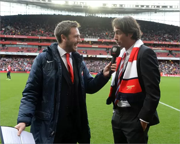 Arsenal legend Robert Pires is interviewed during half time. Arsenal 4: 1 Norwich City