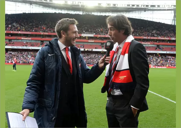 Arsenal legend Robert Pires is interviewed during half time. Arsenal 4: 1 Norwich City