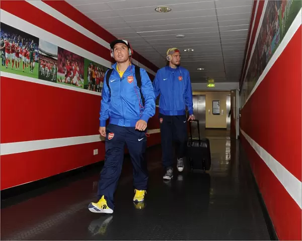 Santi Cazorla and Nicklas Bendter (Arsenal). Arsenal 1: 2 Borussia Dortmund. UEFA Champions League