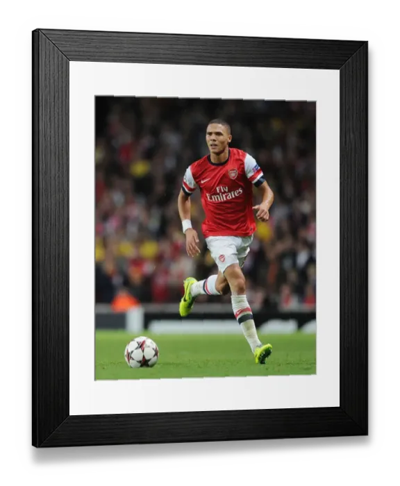Framed Print : Arsenal vs Borussia Dortmund: Kieran Gibbs in Action, 2013-14 UEFA Champions League