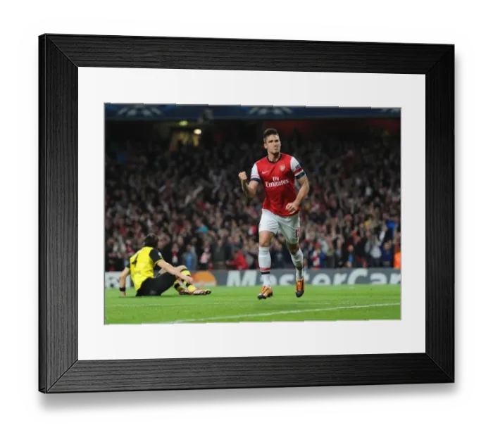 Framed Print : Olivier Giroud's Goal: Arsenal vs Borussia Dortmund, UEFA Champions League, 2013 Framed Print : Olivier Giroud's Goal: Arsenal vs Borussia Dortmund, UEFA Champions League, 2013