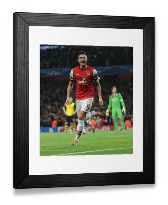 Framed Print : Olivier Giroud's Goal: Arsenal vs. Borussia Dortmund, Champions League 2013