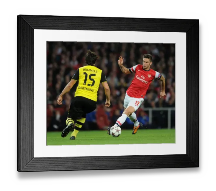 Framed Print : Clash of Titans: Giroud vs. Hummels - Arsenal vs. Borussia Dortmund, UEFA Champions League