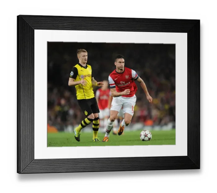 Framed Print : Giroud vs. Reus: Arsenal vs. Borussia Dortmund, UEFA Champions League, 2013 Framed Print : Giroud vs. Reus: Arsenal vs. Borussia Dortmund, UEFA Champions League, 2013
