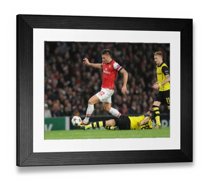 Framed Print : Giroud vs. Sahin: Clash of the Champions - Arsenal vs. Borussia Dortmund (2013)