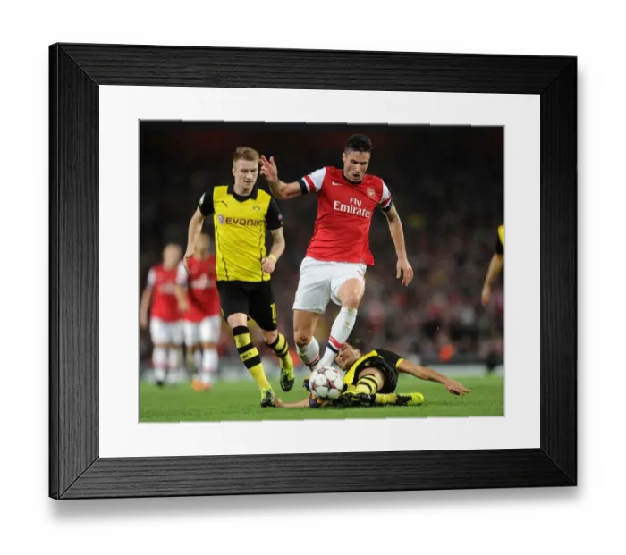 Framed Print : Clash of Stars: Giroud vs. Reus, Nuri Sahin - Arsenal vs. Borussia Dortmund, UEFA Champions League
