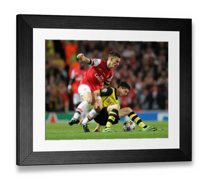 Framed Print : Clash of Titans: Koscielny vs. Lewandowski - Arsenal vs. Borussia Dortmund, UEFA Champions League