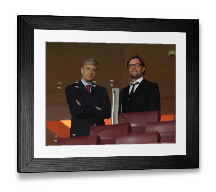 Framed Print : Arsene Wenger and Jurgen Klopp: A Pre-Match Encounter Between Arsenal and Borussia Dortmund's Managers (2013-14)