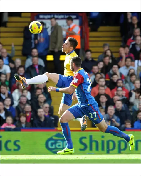 Olivier Giroud (Arsenal) Damien Delaney (Palace). Crystal Palace 0: 2 Arsenal. Barclays