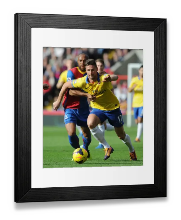 Framed Print : Giroud Surges Past Gabbidon: Crystal Palace vs. Arsenal, Premier League 2013-14