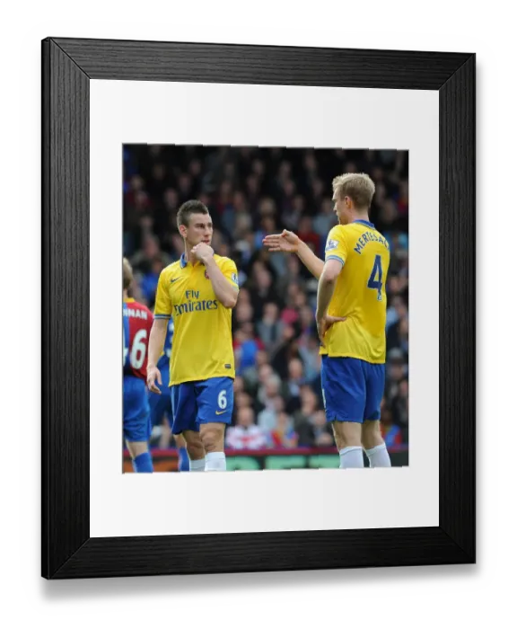 Framed Print : Laurent Koscielny and Per Mertesacker (Arsenal). Crystal Palace 0: 2 Arsenal. Barclays Framed Print : Laurent Koscielny and Per Mertesacker (Arsenal). Crystal Palace 0: 2 Arsenal. Barclays