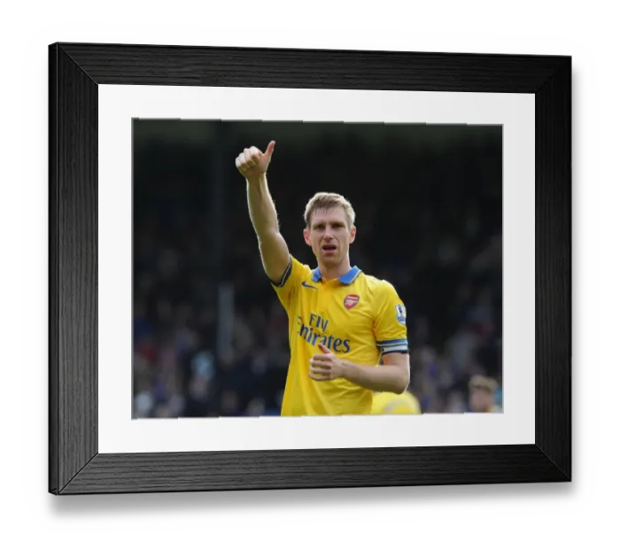 Framed Print : Per Mertesacker's Triumphant Salute: Crystal Palace vs. Arsenal, Premier League 2013-14
