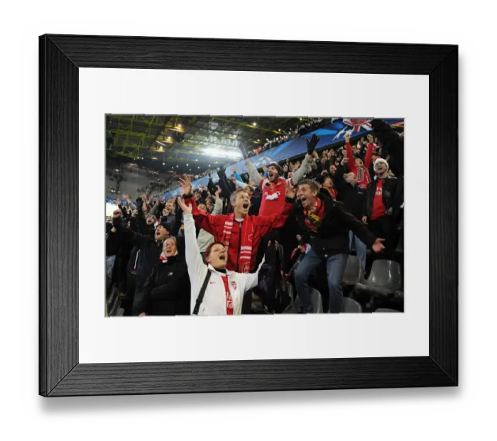 Framed Print : Arsenal Fans Triumph: Victory Over Borussia Dortmund in Champions League Framed Print : Arsenal Fans Triumph: Victory Over Borussia Dortmund in Champions League
