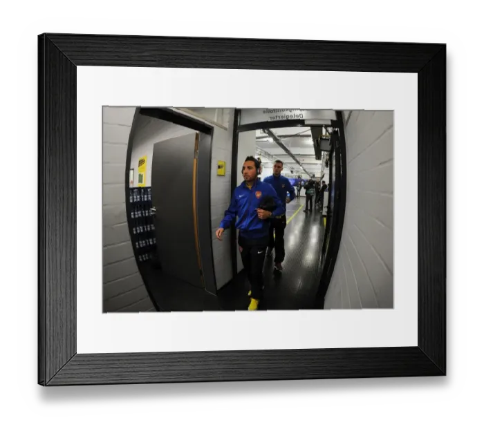 Framed Print : Santi Cazorla's Arrival: Borussia Dortmund vs. Arsenal, Champions League 2013