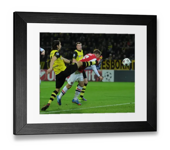 Framed Print : Aaron Ramsey Scores the Decisive Goal: Borussia Dortmund vs. Arsenal, UEFA Champions League (2013)