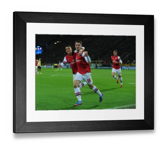 Framed Print : Ramsey and Ozil's Goal Celebration: Borussia Dortmund vs Arsenal, UEFA Champions League, 2013 Framed Print : Ramsey and Ozil's Goal Celebration: Borussia Dortmund vs Arsenal, UEFA Champions League, 2013