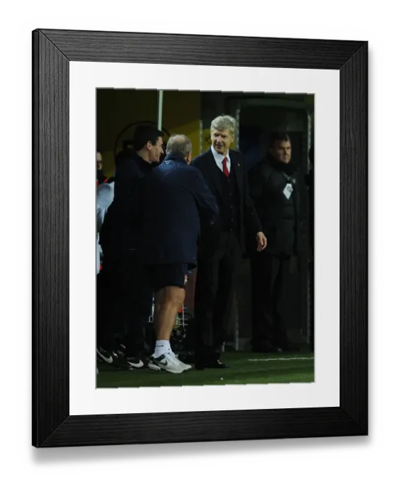 Framed Print : Arsene Wenger and Vic Akers: Post-Match Handshake at Borussia Dortmund, 2013-14 UEFA Champions League Framed Print : Arsene Wenger and Vic Akers: Post-Match Handshake at Borussia Dortmund, 2013-14 UEFA Champions League