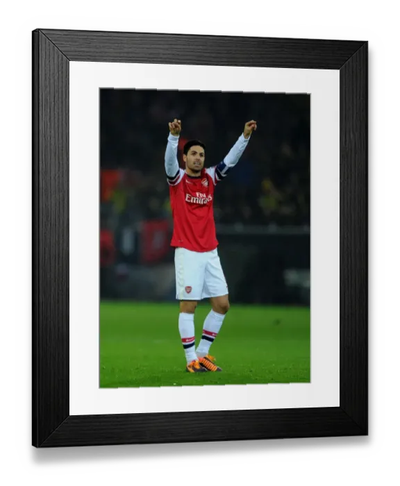 Framed Print : Mikel Arteta Leads Arsenal in Borussia Dortmund Showdown, UEFA Champions League 2013-14 Framed Print : Mikel Arteta Leads Arsenal in Borussia Dortmund Showdown, UEFA Champions League 2013-14