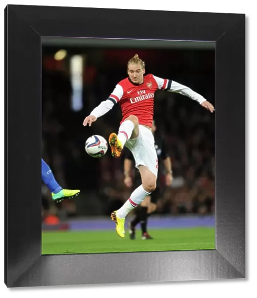 Arsenal vs Chelsea: Bendtner in Action - Capital One Cup 2013-14