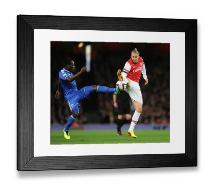 Framed Print : Arsenal vs. Chelsea: Bendtner vs. Essien - Capital One Cup Clash
