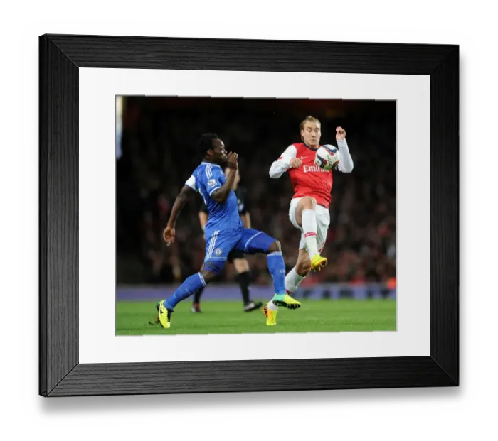 Framed Print : Arsenal vs Chelsea: Bendtner vs Essien - Capital One Cup Clash Framed Print : Arsenal vs Chelsea: Bendtner vs Essien - Capital One Cup Clash