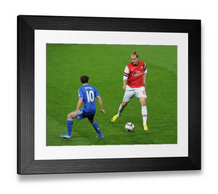 Framed Print : Arsenal vs Chelsea Showdown: Bendtner vs Mata Framed Print : Arsenal vs Chelsea Showdown: Bendtner vs Mata