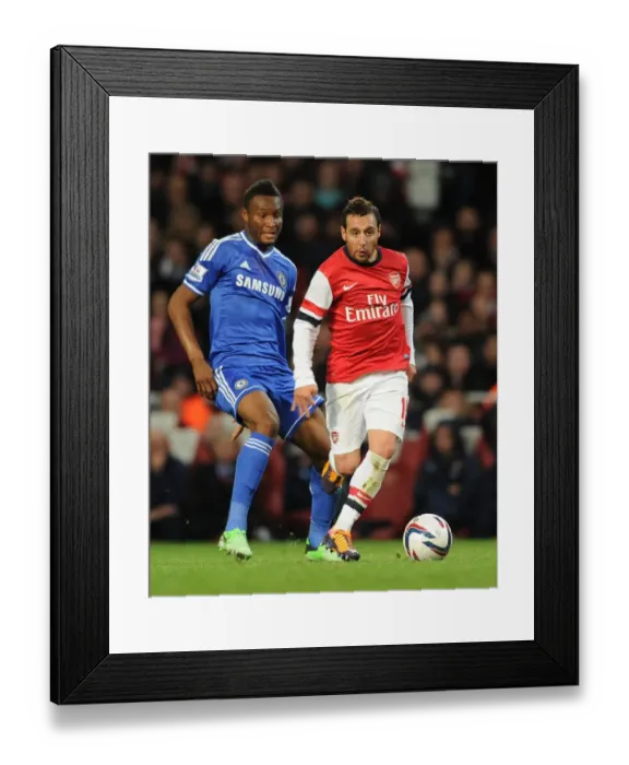 Framed Print : Arsenal's Santi Cazorla vs. Chelsea's John Obi Mikel: A Battle in the Capital One Cup