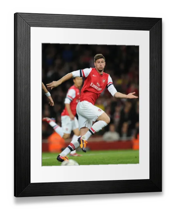 Framed Print : Arsenal's Olivier Giroud Faces Off Against Chelsea in Capital One Cup Showdown