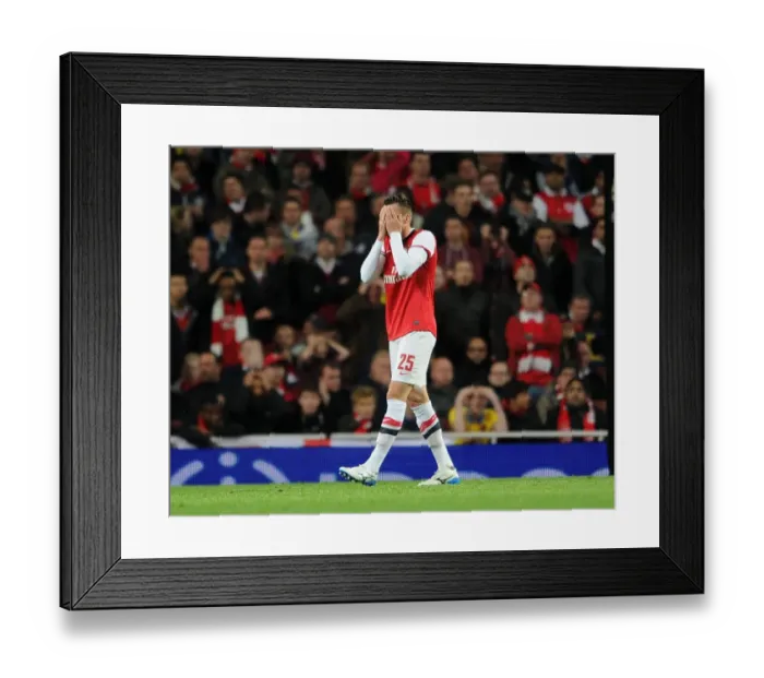 Framed Print : Carl Jenkinson's Disappointment: Arsenal vs. Chelsea, Capital One Cup 2013-14