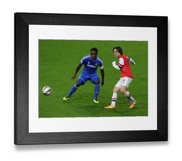 Framed Print : Clash of Midfield Maestros: Rosicky vs Essien (Arsenal v Chelsea, Capital One Cup 2013-14) Framed Print : Clash of Midfield Maestros: Rosicky vs Essien (Arsenal v Chelsea, Capital One Cup 2013-14)