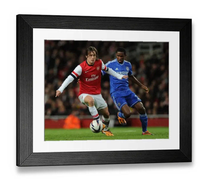 Framed Print : Rosicky Outwits Eto'o: Thrilling Capital One Cup Showdown Between Arsenal and Chelsea Framed Print : Rosicky Outwits Eto'o: Thrilling Capital One Cup Showdown Between Arsenal and Chelsea