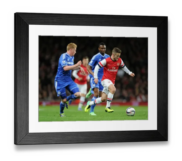 Framed Print : Jack Wilshere (Arsenal) Kevin De Bruyne (Chelsea). Arsenal 0: 2 Chelsea. Capital One Cup 4th Round Framed Print : Jack Wilshere (Arsenal) Kevin De Bruyne (Chelsea). Arsenal 0: 2 Chelsea. Capital One Cup 4th Round