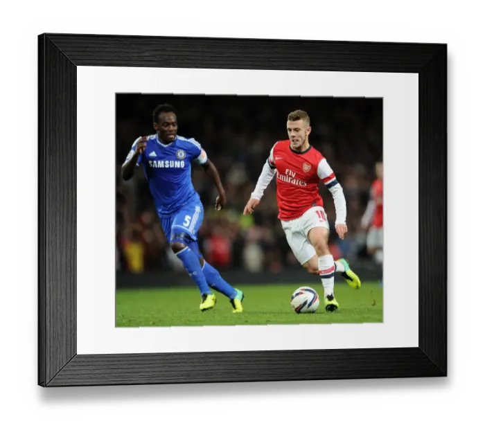 Framed Print : Jack Wilshere (Arsenal) Michael Essien (Chelsea). Arsenal 0: 2 Chelsea. Capital One Cup 4th Round