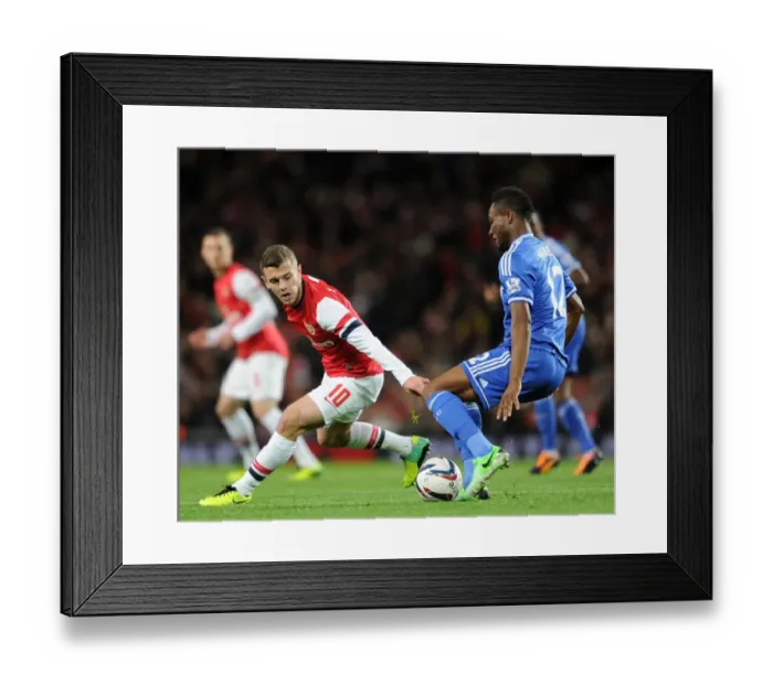 Framed Print : Arsenal's Jack Wilshere Closes Down Chelsea's John Mikel Obi - Capital One Cup 4th Round, 2013-14