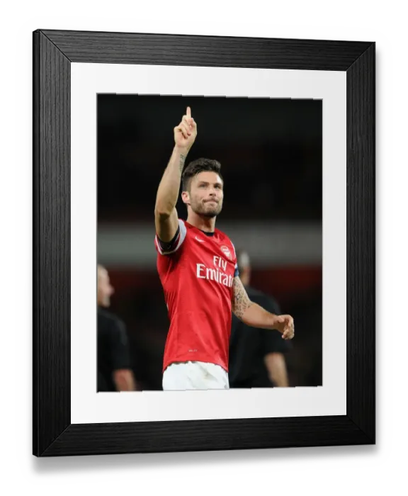 Framed Print : Olivier Giroud Celebrates Arsenal's Victory over Liverpool in the Premier League, 2013 Framed Print : Olivier Giroud Celebrates Arsenal's Victory over Liverpool in the Premier League, 2013