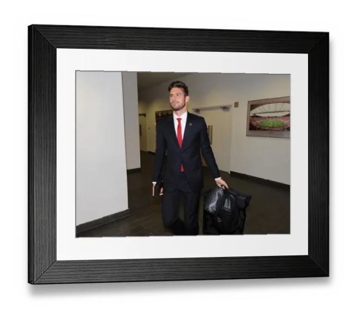 Framed Print : Arsenal's Olivier Giroud Approaches Emirates Stadium for Arsenal v Liverpool Clash (2013-14)