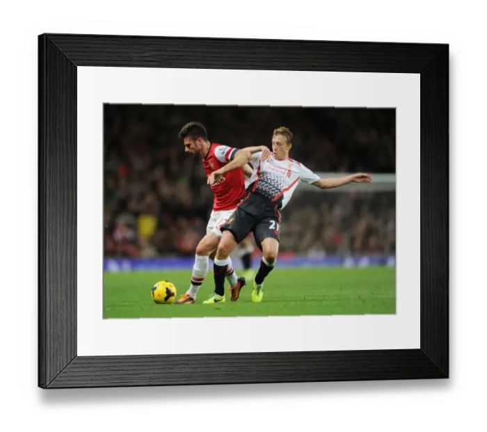 Framed Print : Clash at the Emirates: Giroud vs. Leiva - Arsenal vs. Liverpool, Premier League 2013 Framed Print : Clash at the Emirates: Giroud vs. Leiva - Arsenal vs. Liverpool, Premier League 2013