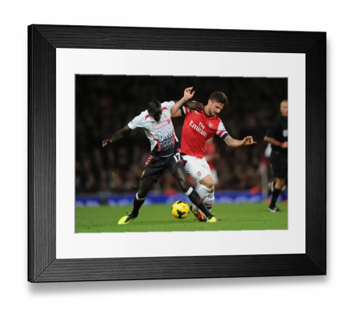 Framed Print : Clash of Titans: Giroud vs. Sakho - Arsenal vs. Liverpool, Premier League 2013-14