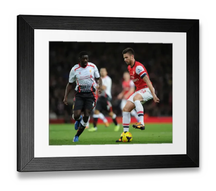 Framed Print : Giroud vs. Toure: A Football Rivalry Reignited - Arsenal vs. Liverpool (2013-14)