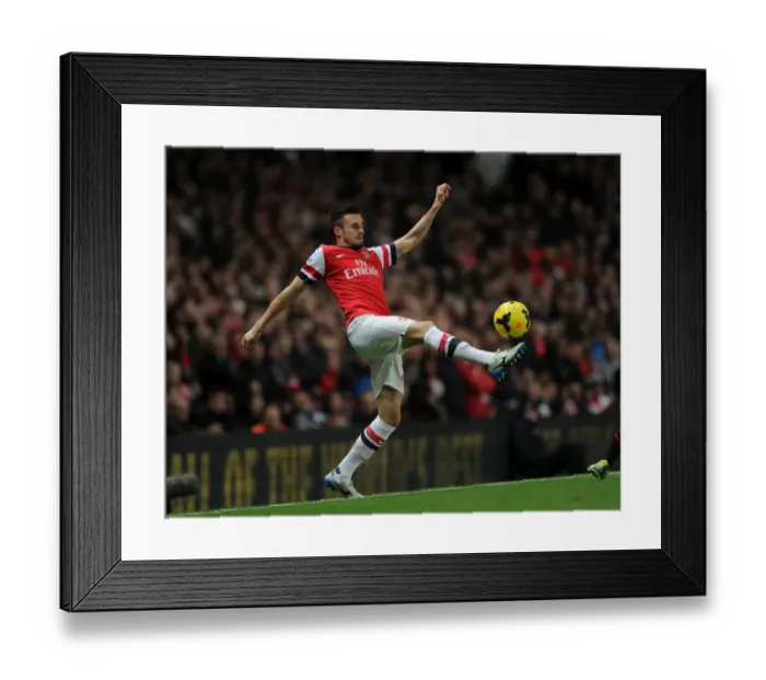 Framed Print : Arsenal vs Liverpool: Carl Jenkinson in Action, 2013-14 Premier League