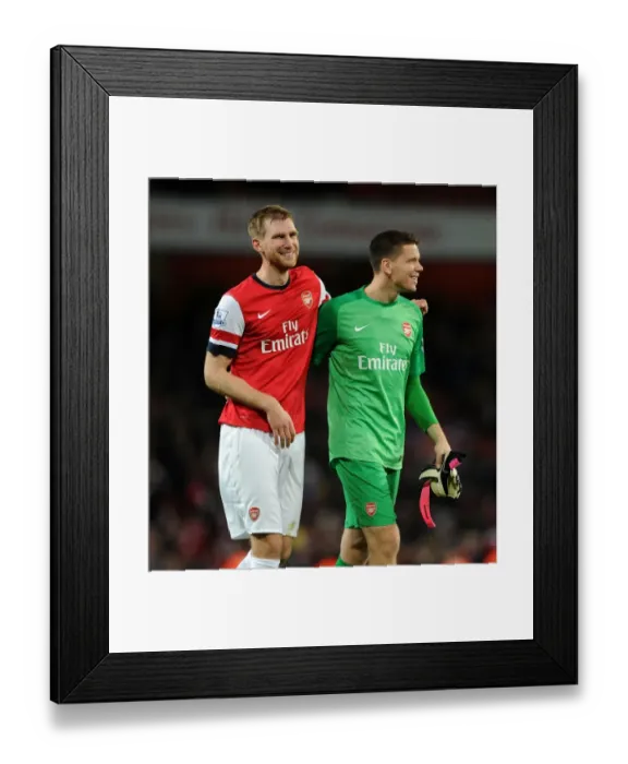 Framed Print : Arsenal's Unstoppable Victory: Mertesacker and Szczesny's Jubilant Moment (2013-14) Framed Print : Arsenal's Unstoppable Victory: Mertesacker and Szczesny's Jubilant Moment (2013-14)