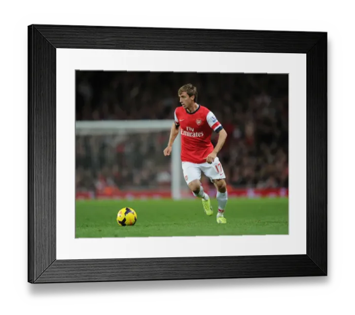 Framed Print : Arsenal vs. Liverpool: Monreal in Action at the Emirates Stadium (2013-14)