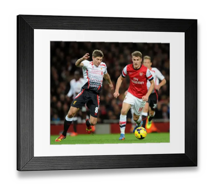 Framed Print : Ramsey vs. Gerrard: Clash of the Midfield Titans - Arsenal vs. Liverpool, Premier League, 2013
