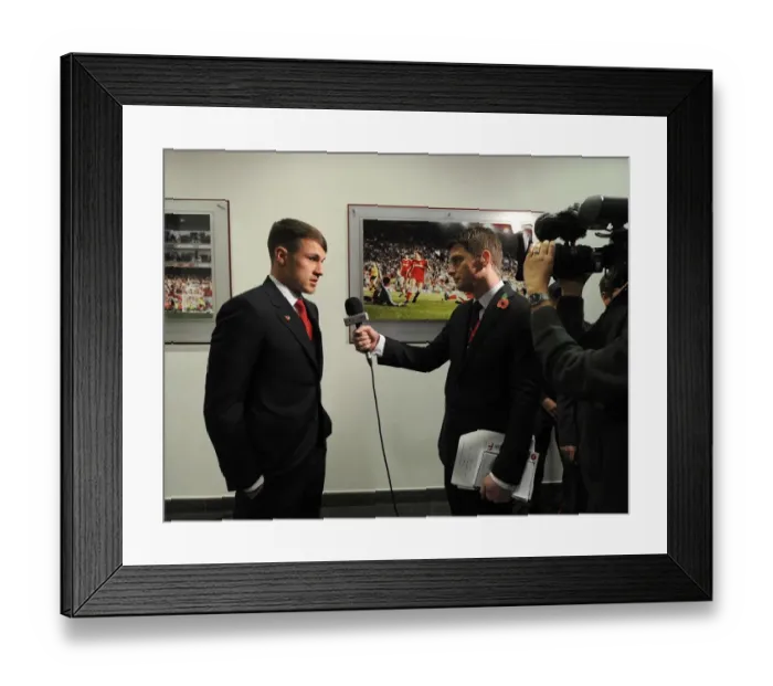 Framed Print : Aaron Ramsey: Arsenal Star's Pre-Match Interview Ahead of Arsenal vs Liverpool (2013-14)