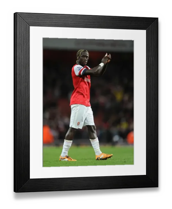 Framed Print : Arsenal's Bacary Sagna Celebrates 2:0 Victory Over Liverpool in the Barclays Premier League at Emirates Stadium (2013)